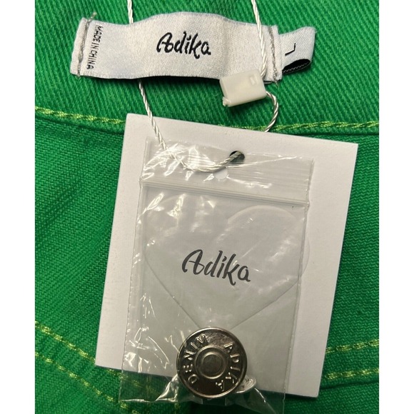 Adika Denim Jeans Green Wide Leg Distressed Ripped Knee High Rise Streetwear New - Picture 7 of 13